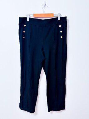LINEA DOMANI Black Stretch Pull On Cropped Straight Leg Pants X-Large